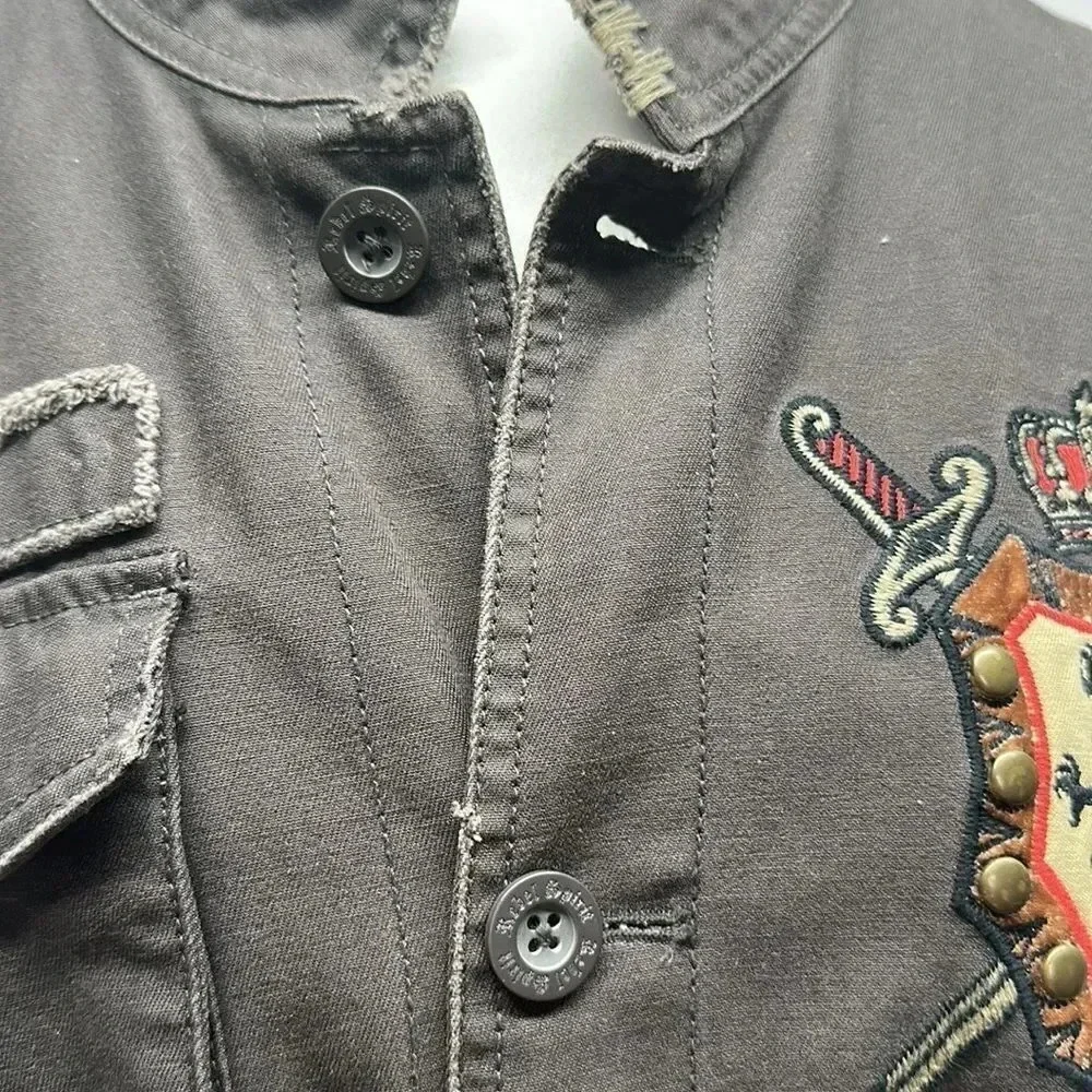 Rebel Spirit Military Jacket Coat Medieval Knight Horse Button Down Plus Sz 3XL